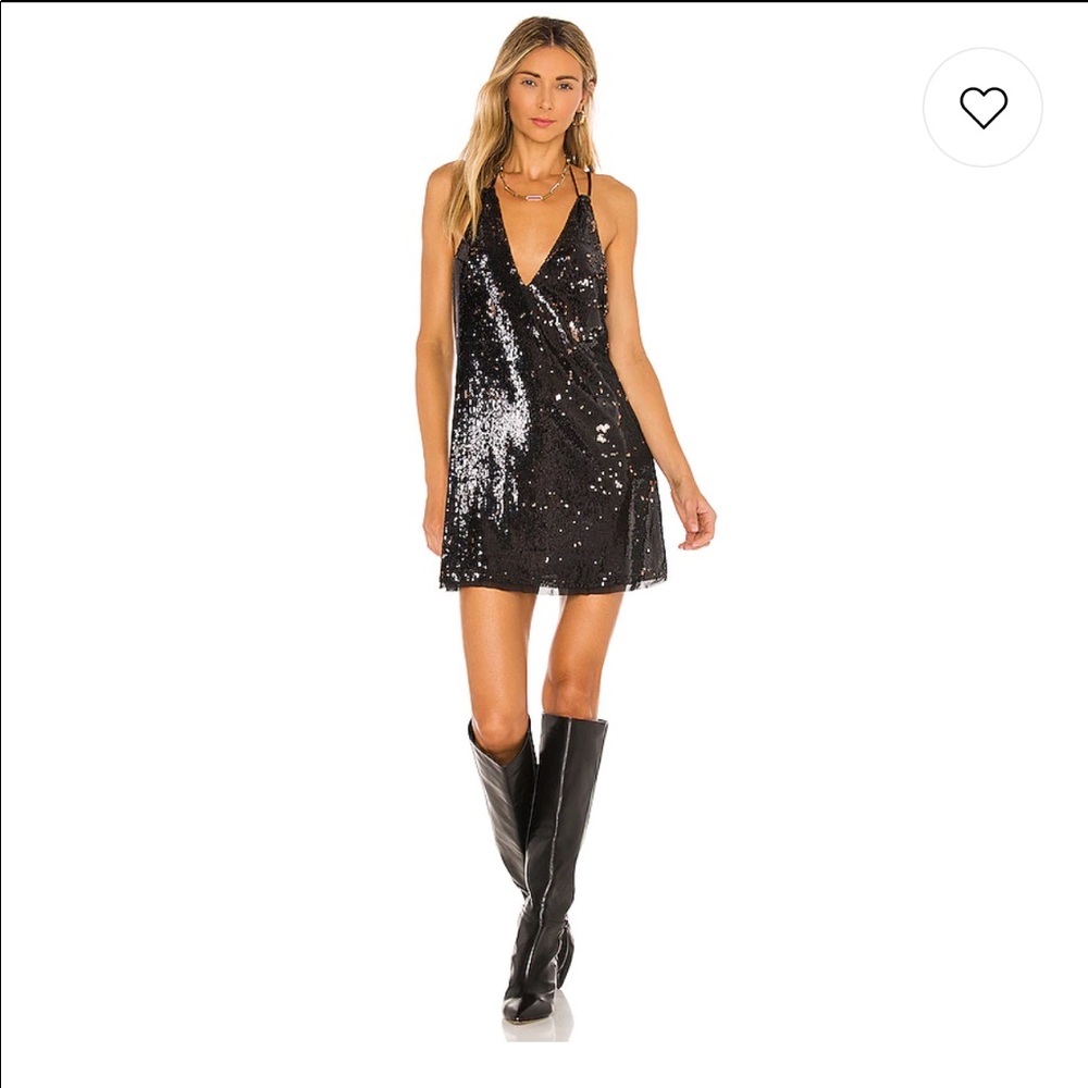 DOUBLE TAKE SEQUIN MINI DRESS IN BLACK ROSE COMBO